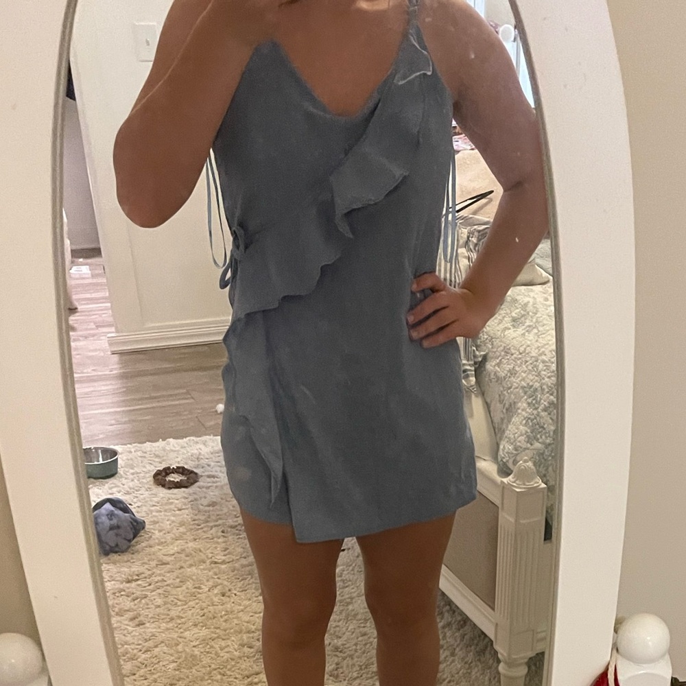 Wrapped denim romper